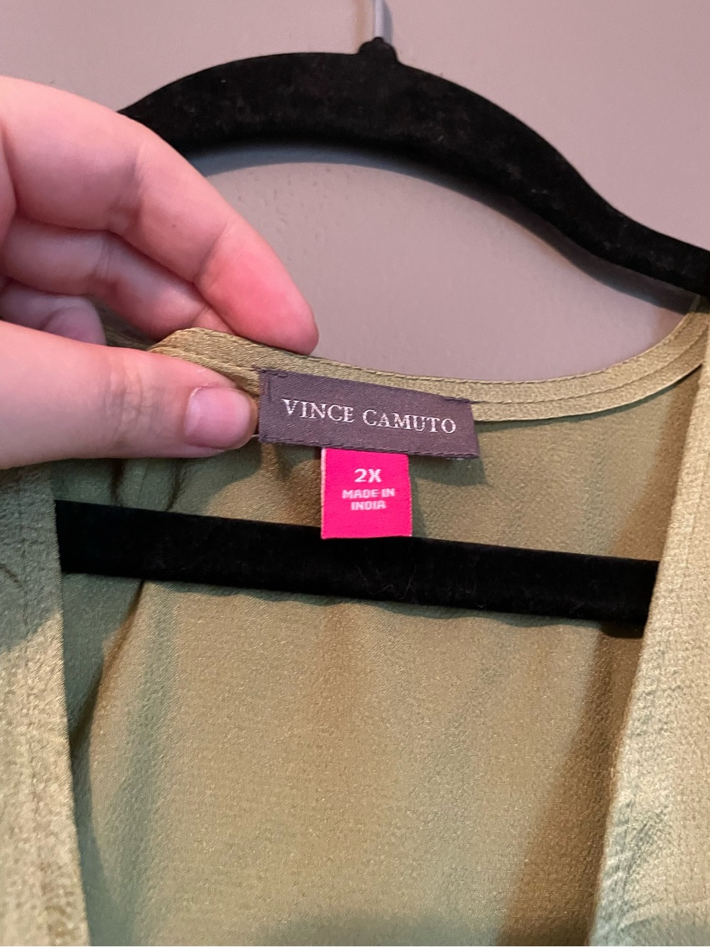 NWT Vince Camuto Sz 2X Plus Women’s Green V-neck Bubble Sleeve Blouse Top Rt $99 - Picture 7 of 12